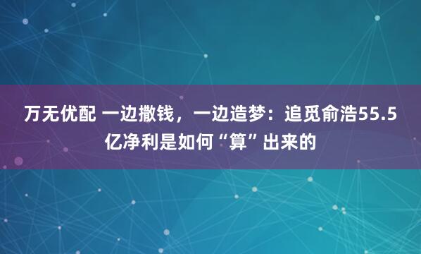 万无优配 一边撒钱，一边造梦：追觅俞浩55.5亿净利是如何“算”出来的