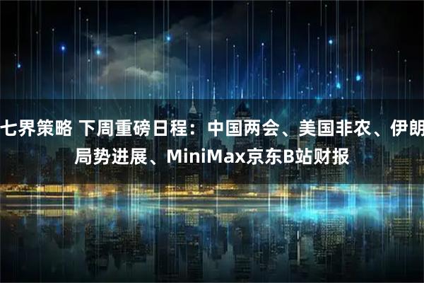七界策略 下周重磅日程：中国两会、美国非农、伊朗局势进展、MiniMax京东B站财报