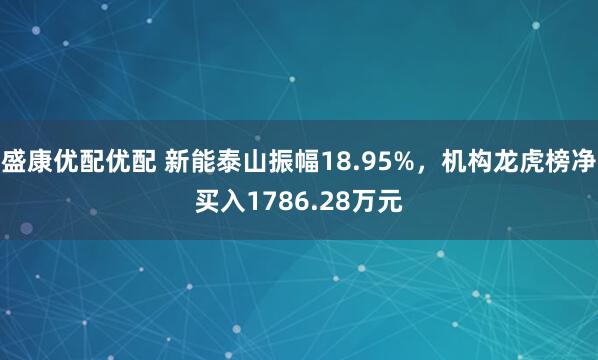 盛康优配优配 新能泰山振幅18.95%，机构龙虎榜净买入1786.28万元