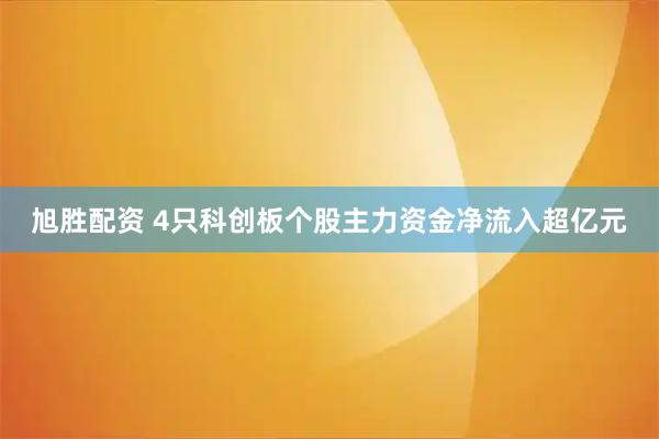 旭胜配资 4只科创板个股主力资金净流入超亿元