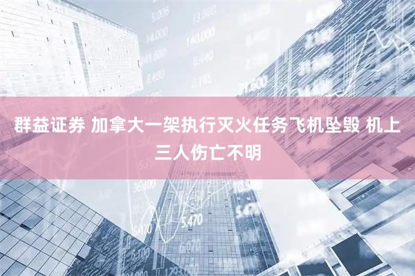 群益证券 加拿大一架执行灭火任务飞机坠毁 机上三人伤亡不明