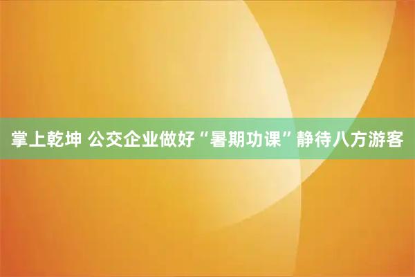 掌上乾坤 公交企业做好“暑期功课”静待八方游客